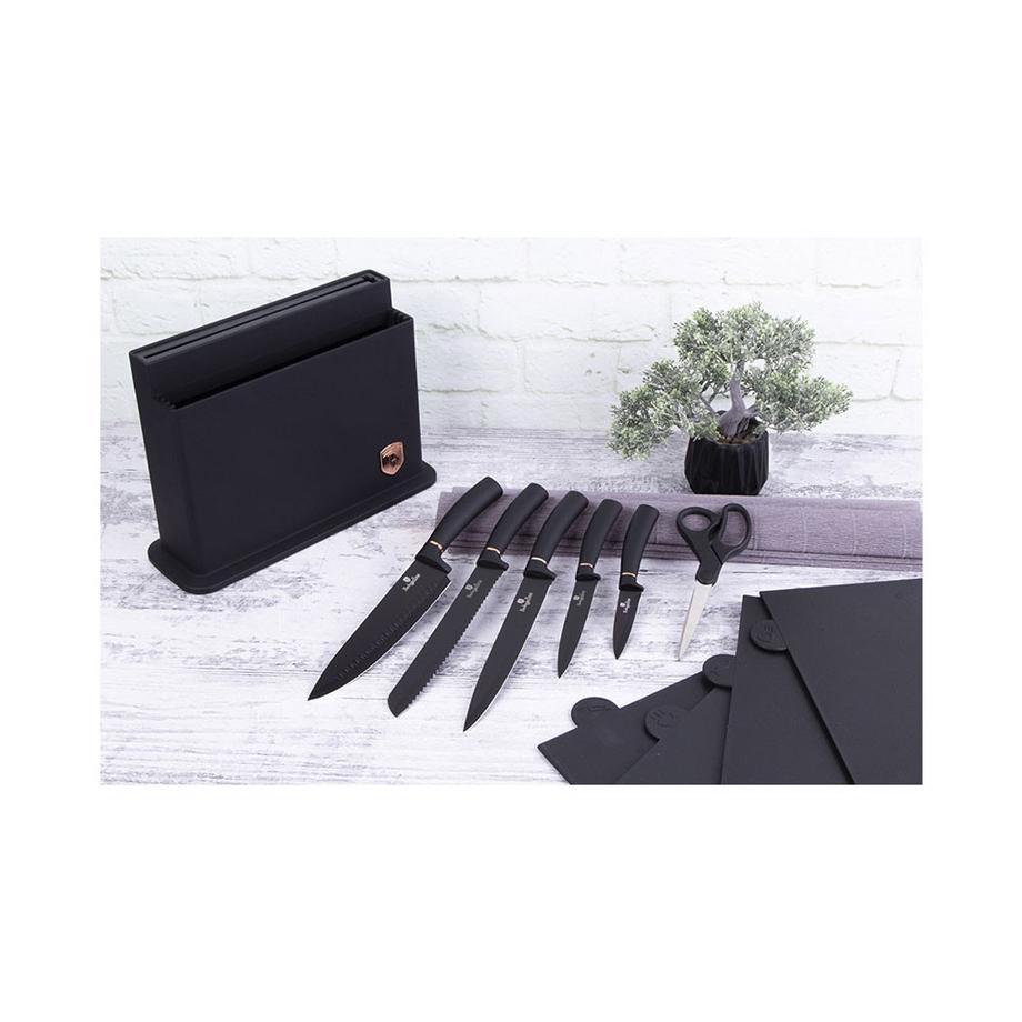 Berlinger Messerset mit Ständer und Schneidebrett Black Rose Collection  