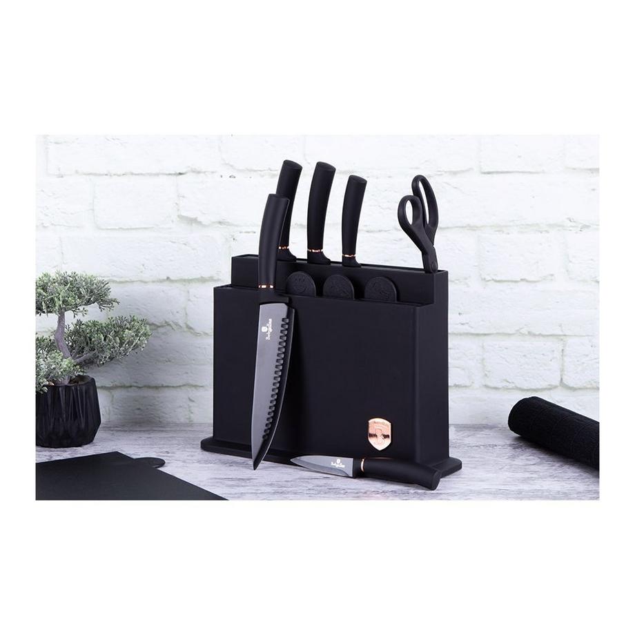 Berlinger Messerset mit Ständer und Schneidebrett Black Rose Collection  