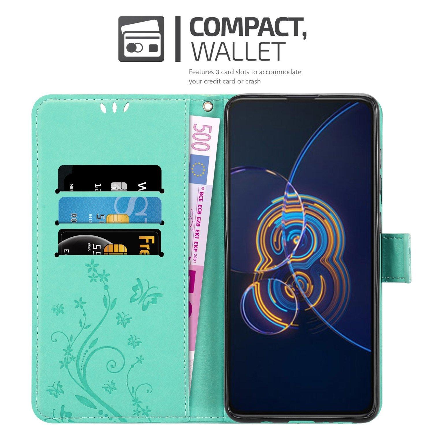 Cadorabo  Housse compatible avec Asus ZenFone 8 FLIP - Coque de protection au design floral avec fermeture magnétique, fonction de support et emplacements pour cartes 