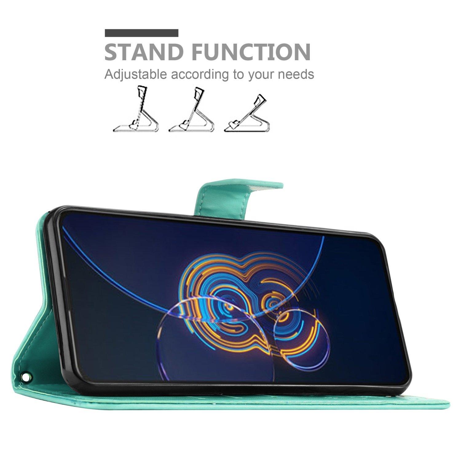 Cadorabo  Housse compatible avec Asus ZenFone 8 FLIP - Coque de protection au design floral avec fermeture magnétique, fonction de support et emplacements pour cartes 