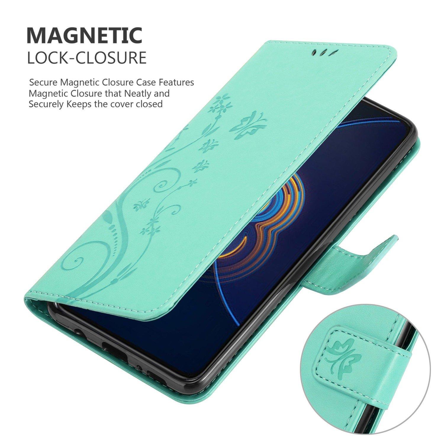 Cadorabo  Housse compatible avec Asus ZenFone 8 FLIP - Coque de protection au design floral avec fermeture magnétique, fonction de support et emplacements pour cartes 