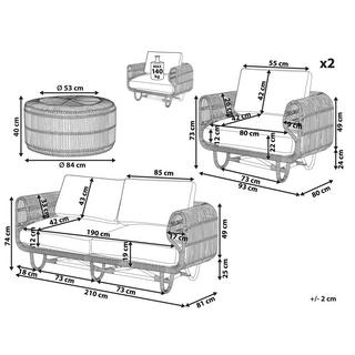 Beliani Set divani con tavolino en Rattan Retrò DOLCEDO/LIMNI  