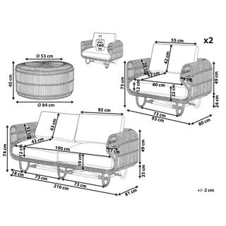 Beliani Ensemble de salon avec table en Rotin Boho DOLCEDO/LIMNI  