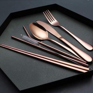 eStore Posate Da Viaggio, 8 Pezzi - Oro Rosa  