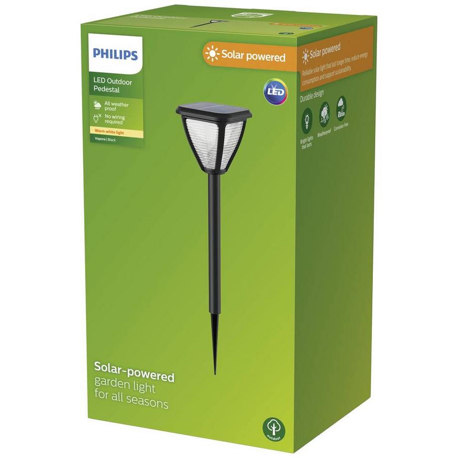 Philips Lighting Philips Outdoor Solar Vapora Sockelleuchte Spiess 1.5W, Tageslichtsensor, 2700 Kelvin  