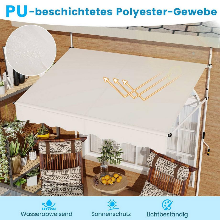 Northix Einziehbare Markise, ohne Bohren, verstellbar  