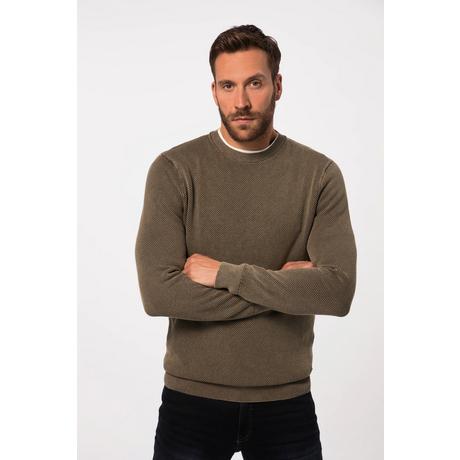 JP1880  Pull en maille texturée, col rond et look vintage 