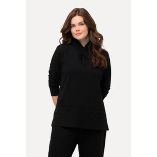 Ulla Popken  Sweat-shirt en coton bio, col montant et manches longues, poches 