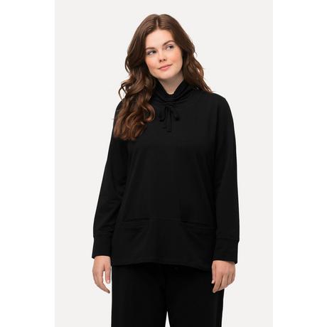 Ulla Popken  Sweat-shirt en coton bio, col montant et manches longues, poches 