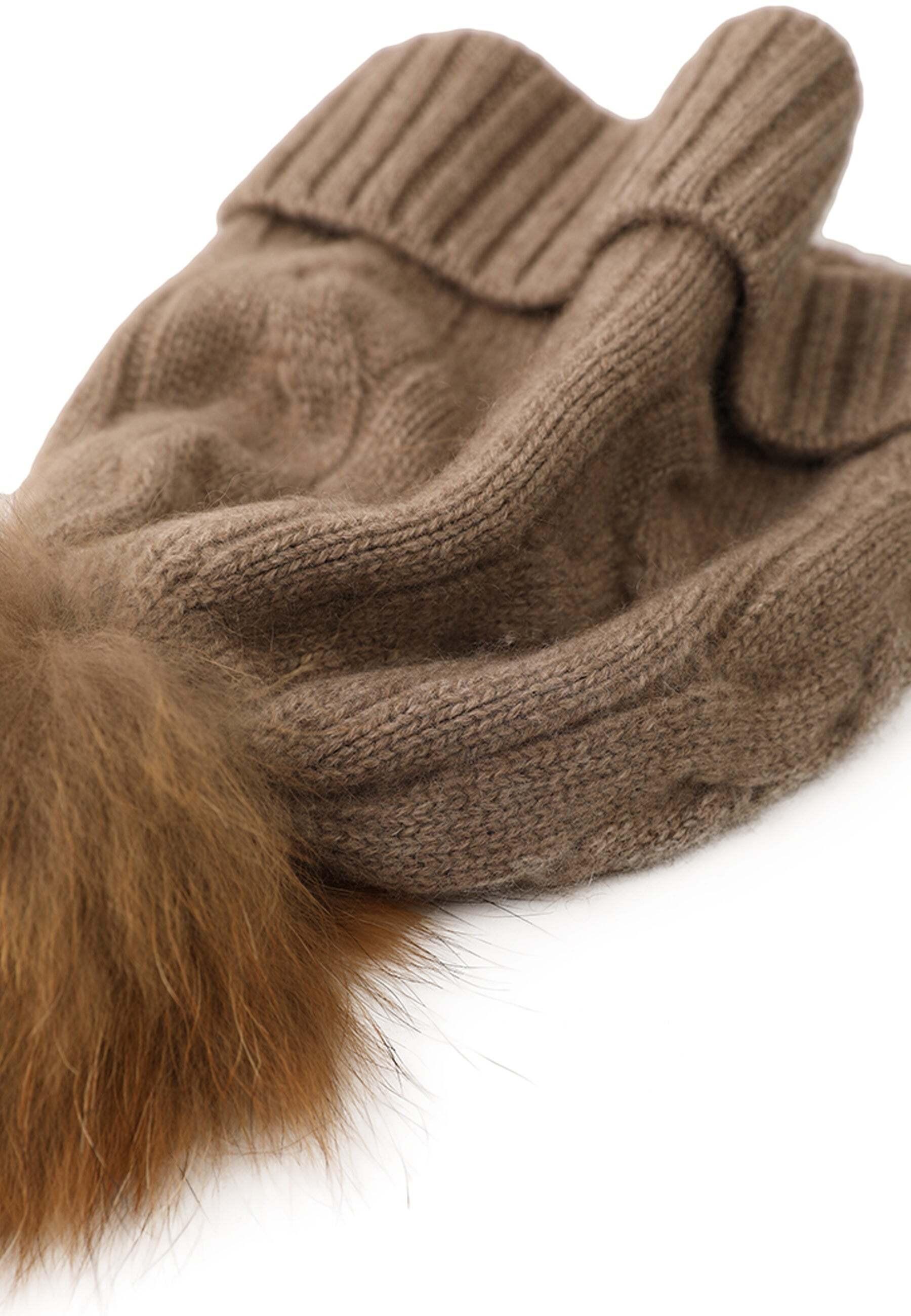 Image of Weiche Kaschmir-mütze Mit Zopfmuster Damen Braun ONE SIZE