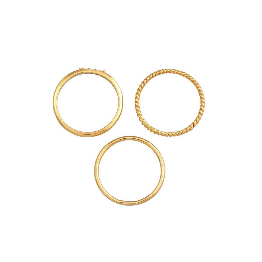 Elli  Bague Basique Set De 3 Avec Cristaux De Zirconium 