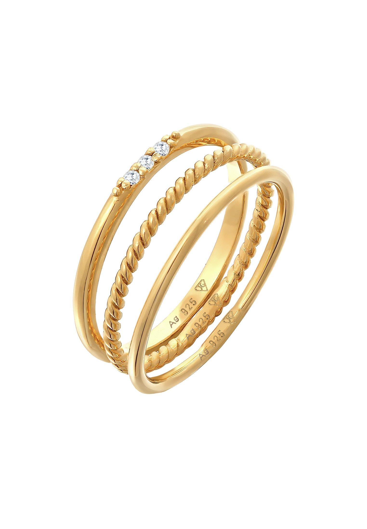 Image of Ring Stapelringe Zirkonia Basic 3er Set Damen Gold 58mm