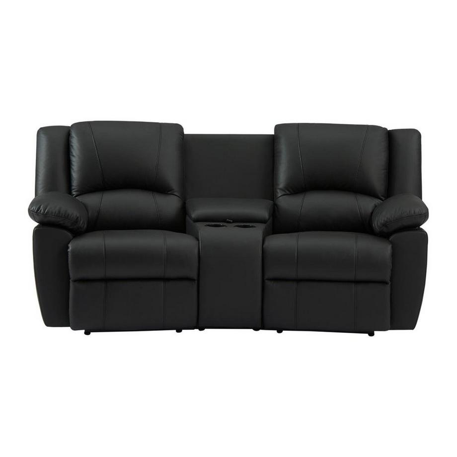Vente-unique Relaxsofa 2-Sitzer - Rindsleder - Schwarz - AROMA  