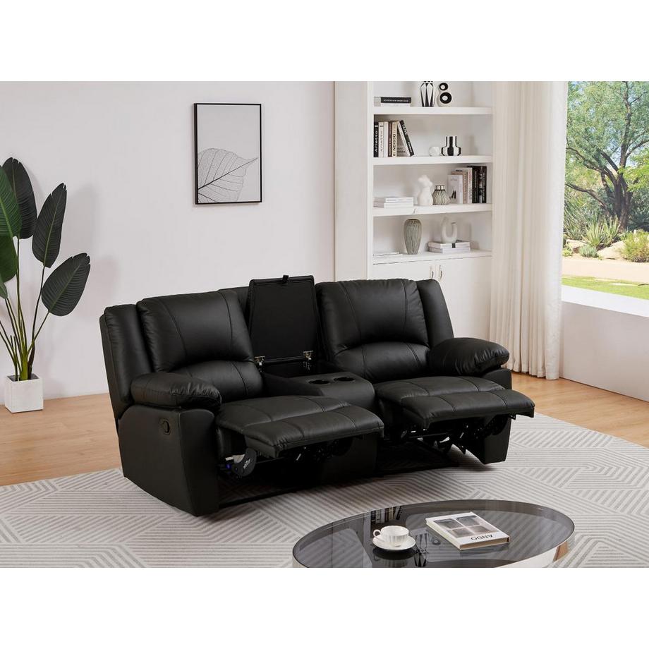 Vente-unique Relaxsofa 2-Sitzer - Rindsleder - Schwarz - AROMA  