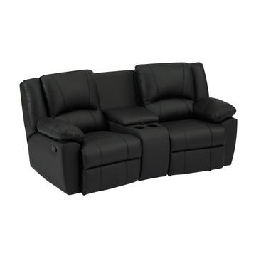 Relaxsofa 2-Sitzer - Rindsleder - Schwarz - AROMA