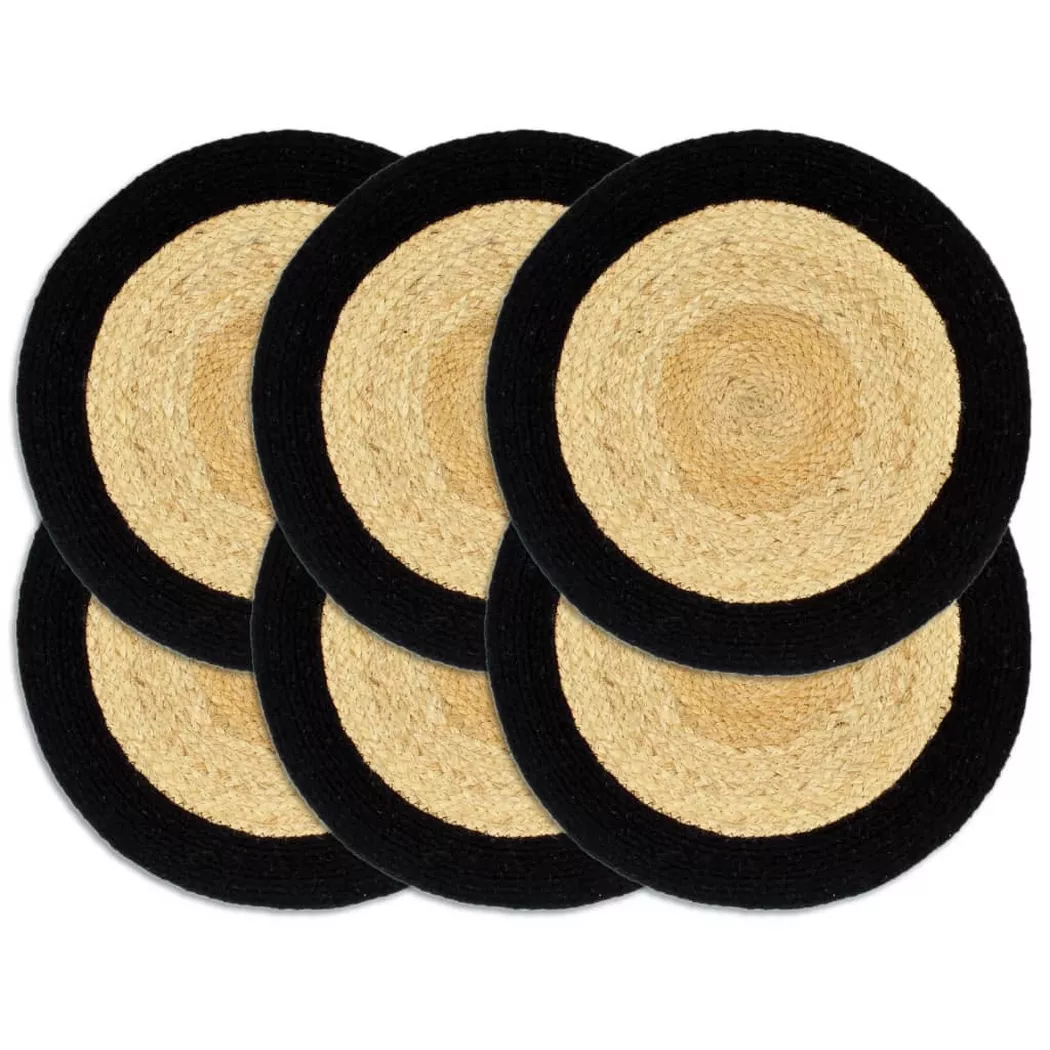 VidaXL - Napperons  pcs jute et coton coton, 6 Stück, Noir