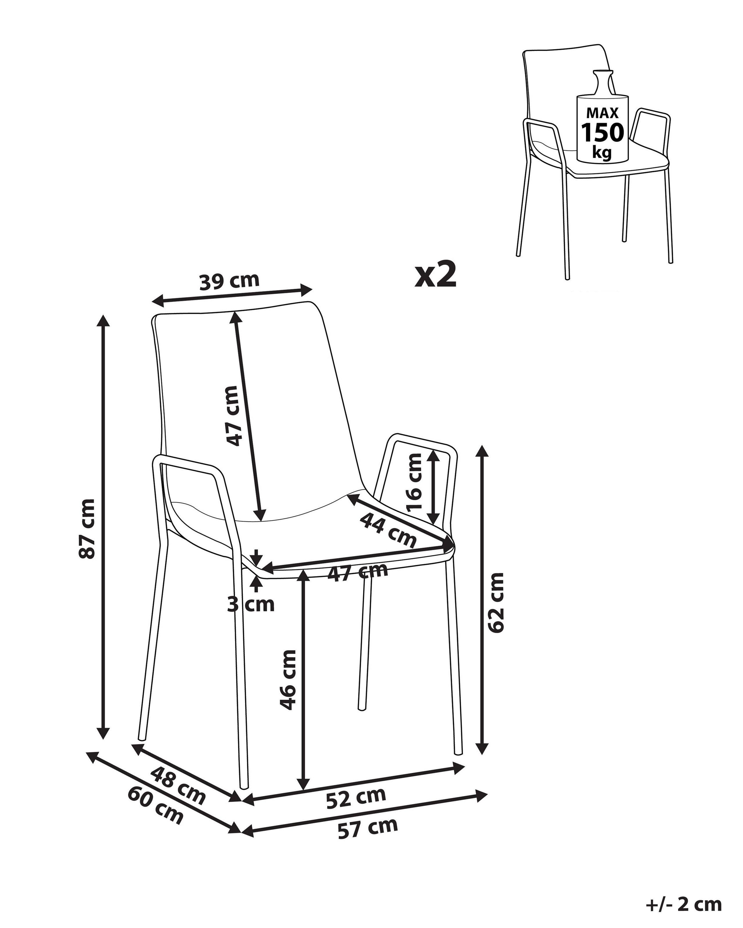 Beliani Esszimmerstuhl 2er Set aus Samtstoff Modern JEFFERSON  