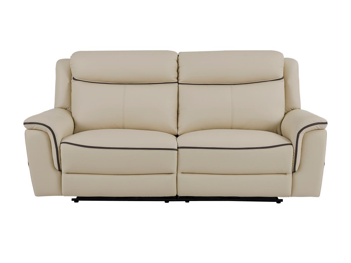 Vente-unique Relaxsofa 3-Sitzer elektrisch - Leder - Beige - ADELIO  