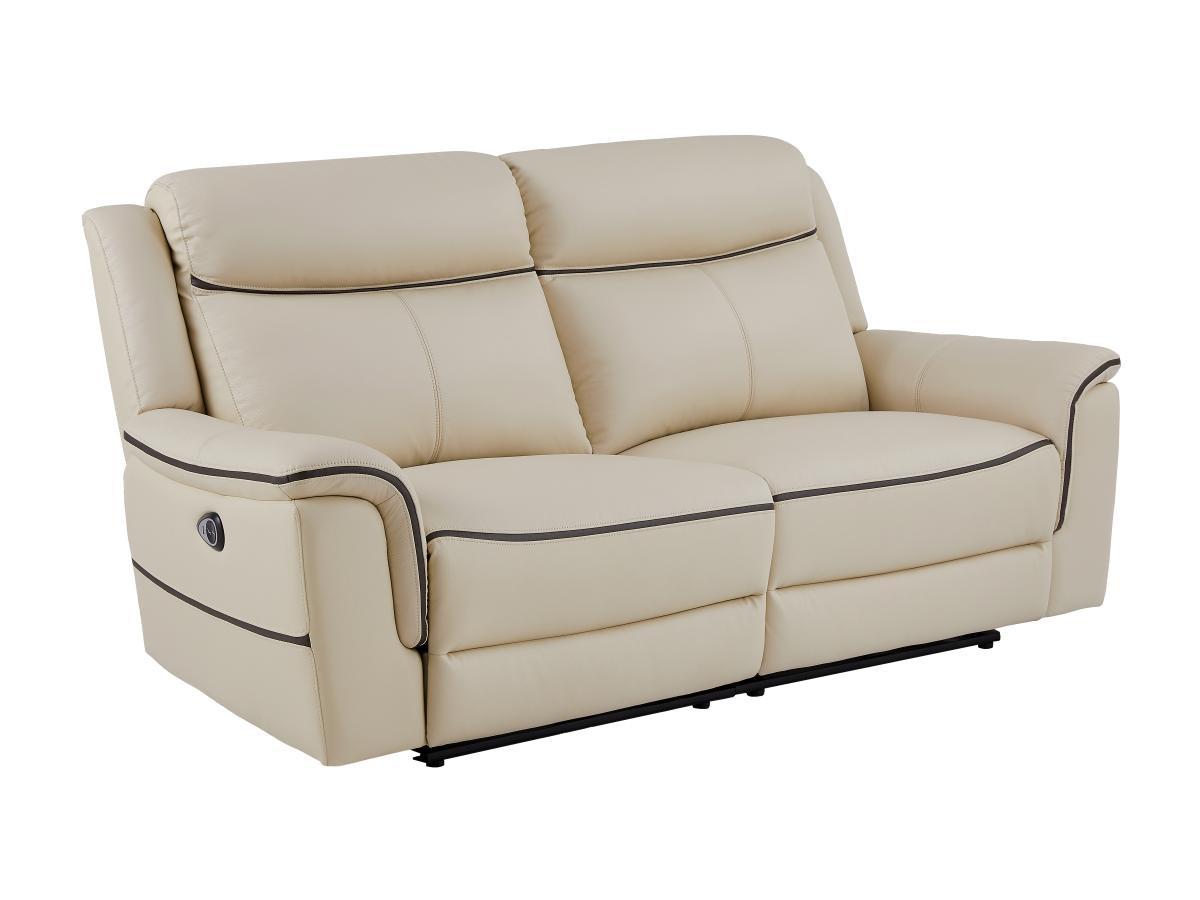 Vente-unique Relaxsofa 3-Sitzer elektrisch - Leder - Beige - ADELIO  