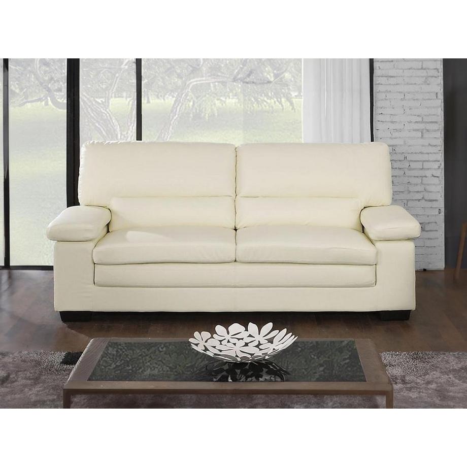 Vente-unique Sofa 3-Sitzer - Büffelleder - Elfenbeinfarben - MIMAS II  