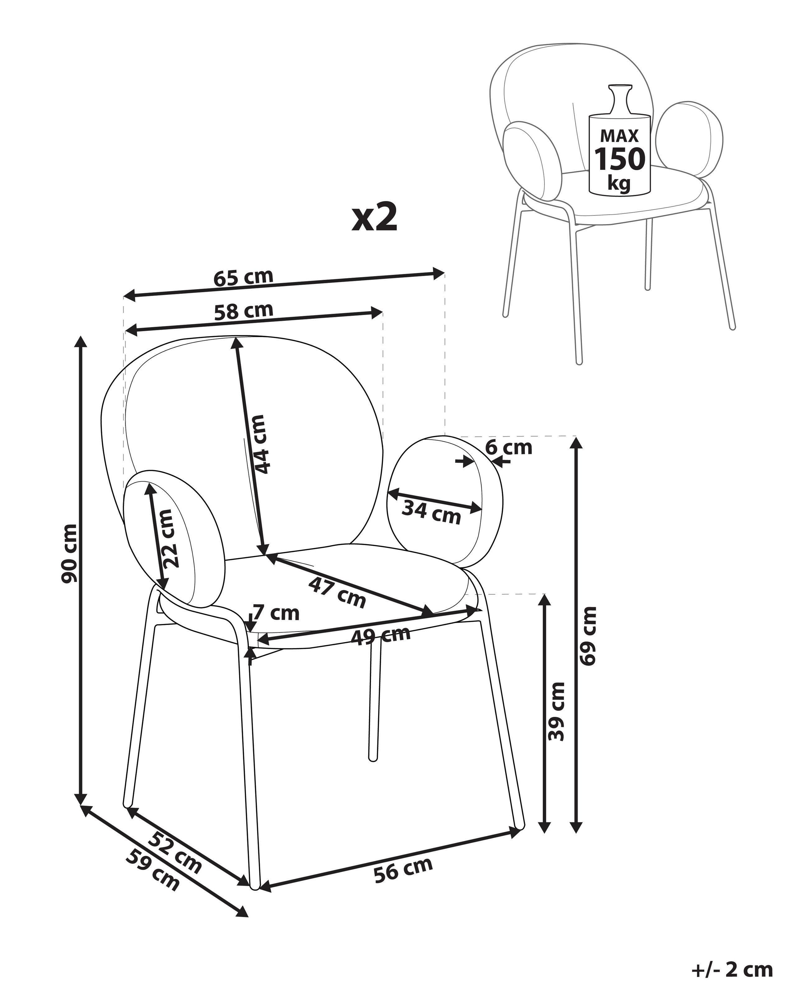 Beliani Set di 2 sedie da pranzo en Bouclé Moderno ELY  