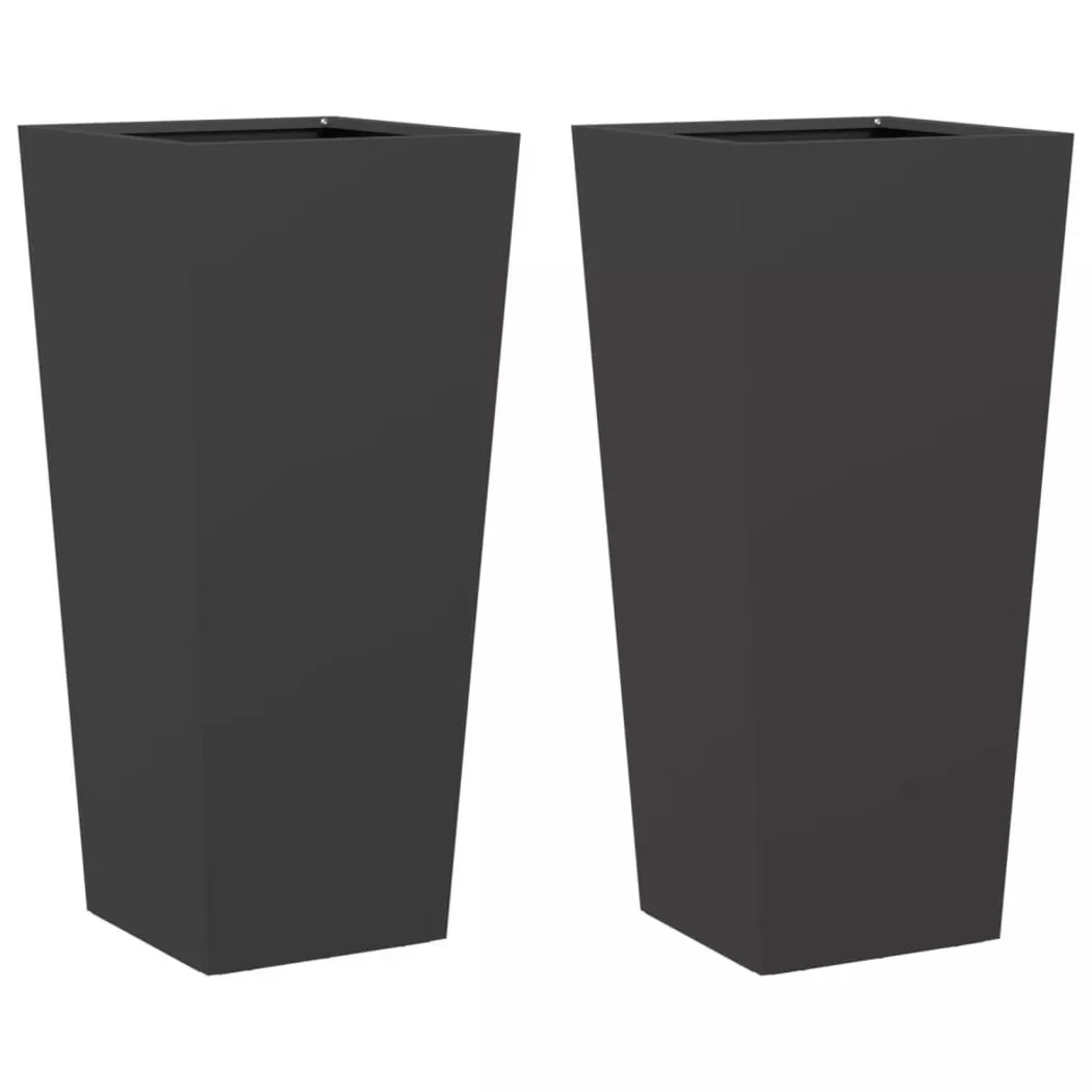 vidaXL Pflanzkübel 2 Stk. Schwarz 35x35x75 cm Stahl