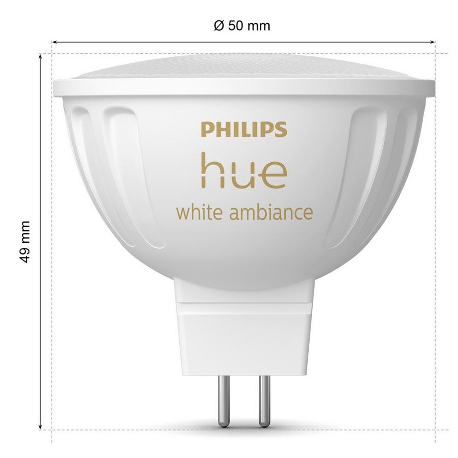 PHILIPS Hue White Ambiance GU5.3 MR16 12V 400lm paquet de 2  