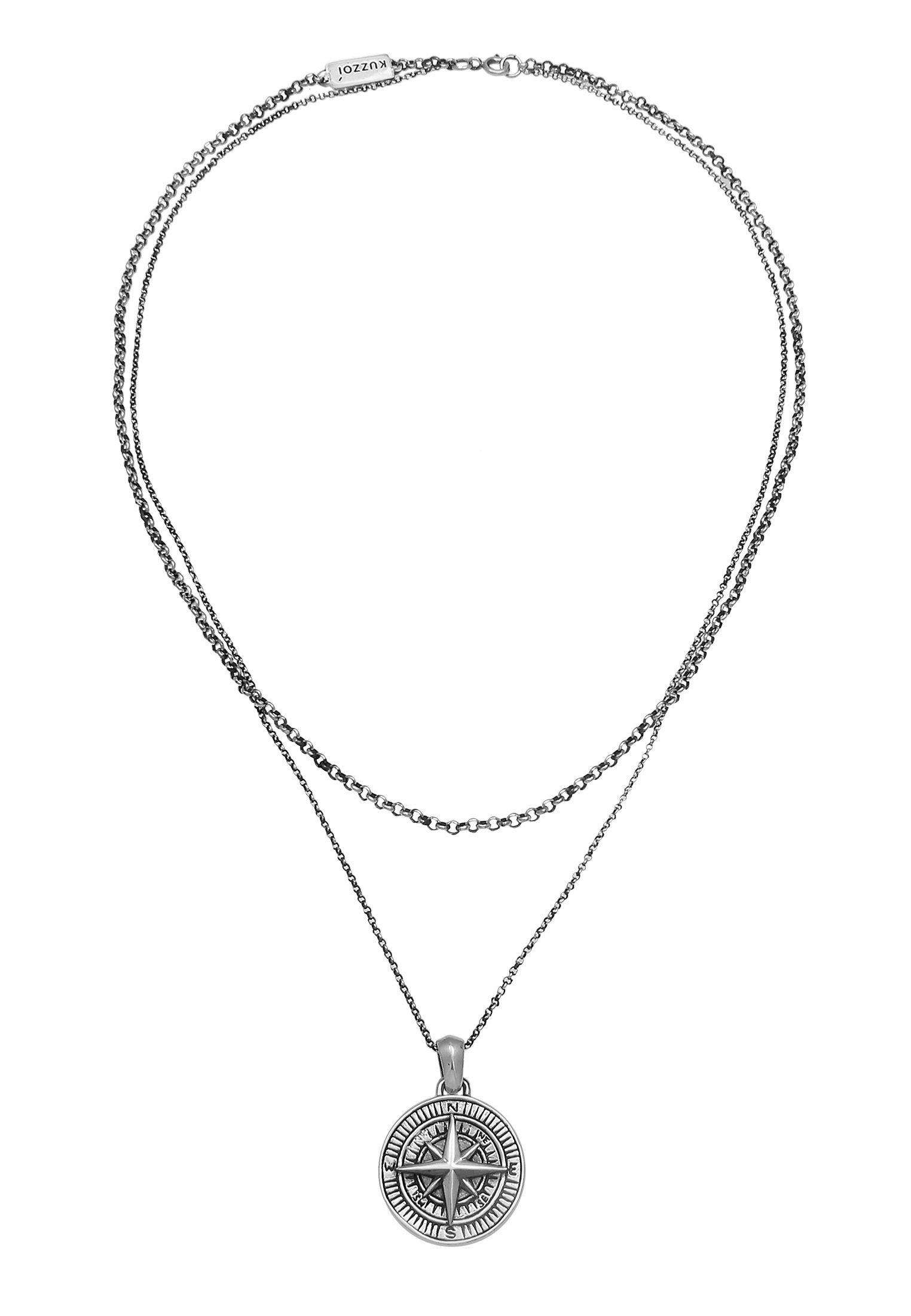 Kuzzoi  Halskette  Layer Erbskette Kompass 925 Silber 