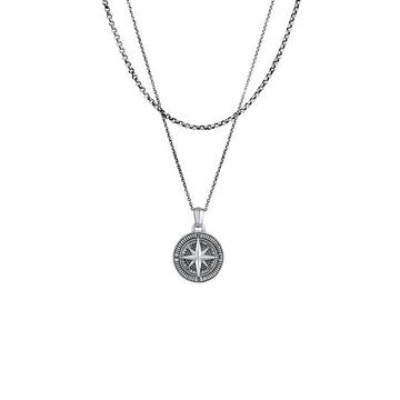 Halskette  Layer Erbskette Kompass 925 Silber