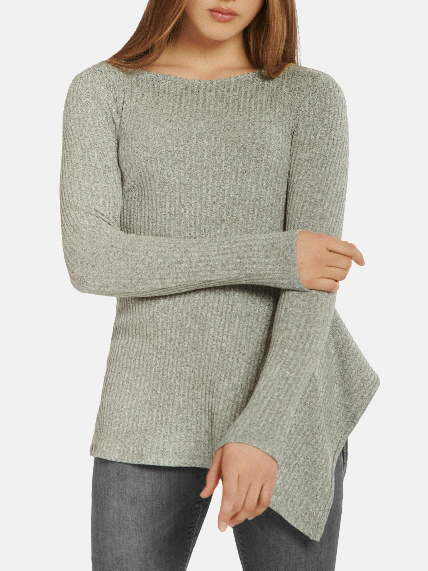 Image of Asymmetrisches Langärmeliges Oberteil Cosy Damen Grau S