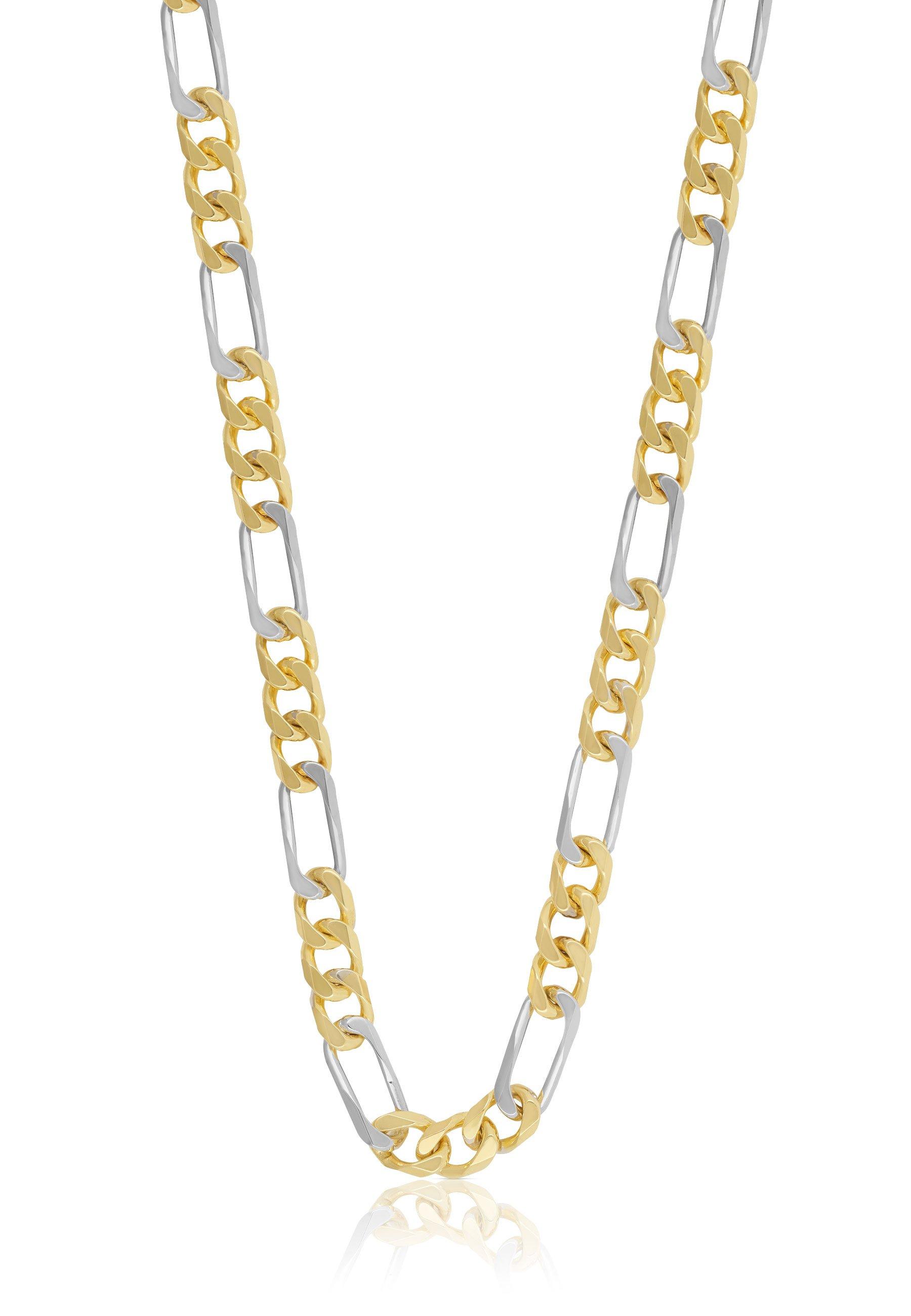 MUAU Schmuck  Collier figaro bicolore jaune/blanc or 750, 4.5mm, 45cm 