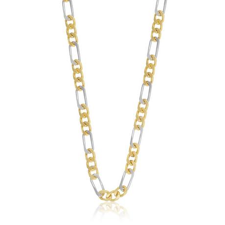 MUAU Schmuck  Collier figaro bicolore jaune/blanc or 750, 4.5mm, 45cm 