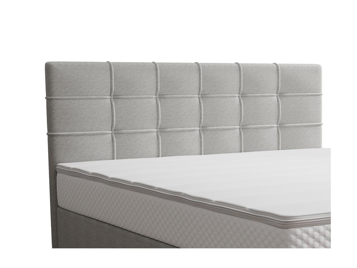 Ysmée Boxspringbett komplett mit Bett-Kopfteil gesteppt + Lattenrost + Matratze + Topper - 160 x 200 cm - Stoff - Hellgrau - INAO von YSMÉE  