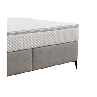 Ysmée Boxspringbett komplett mit Bett-Kopfteil gesteppt + Lattenrost + Matratze + Topper - 160 x 200 cm - Stoff - Hellgrau - INAO von YSMÉE  