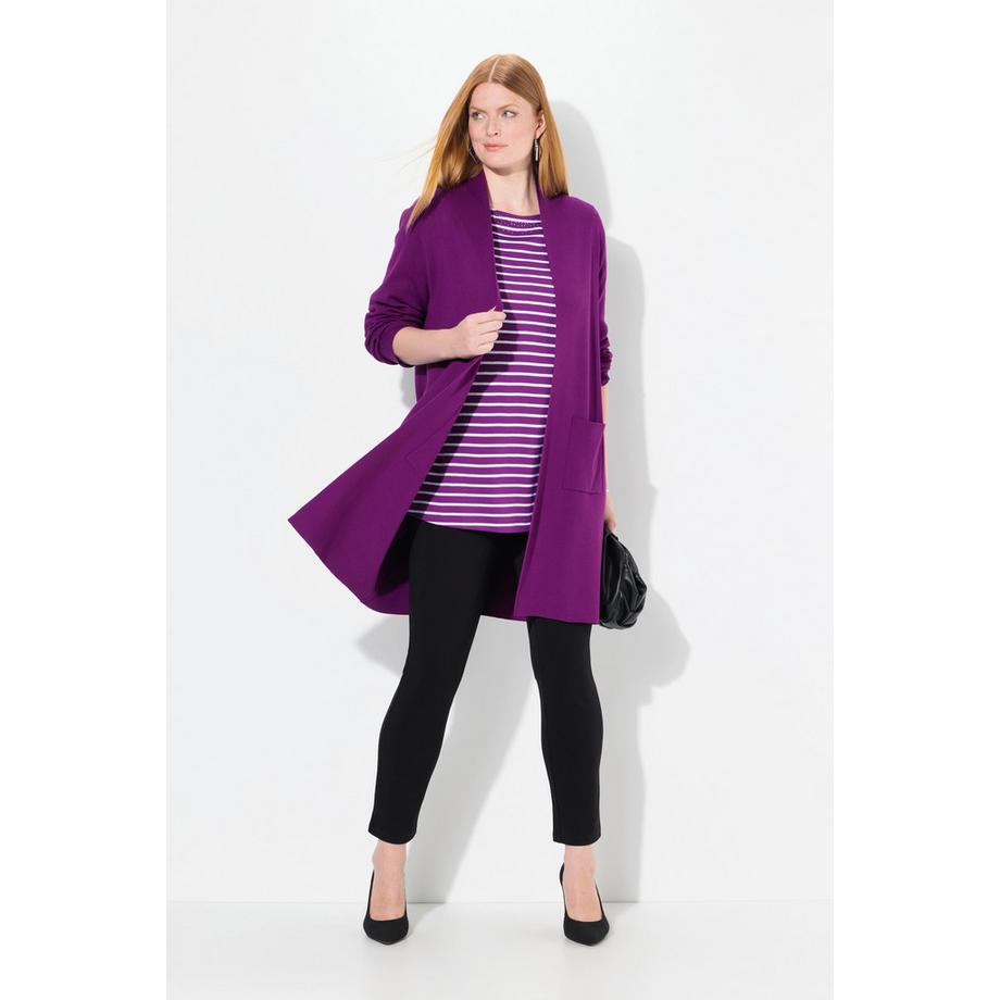 Ulla Popken Cardigan long ouvert en maille fine  