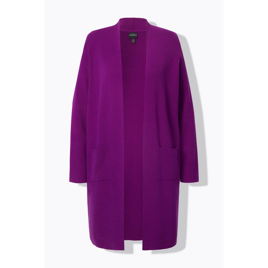Ulla Popken Cardigan long ouvert en maille fine  
