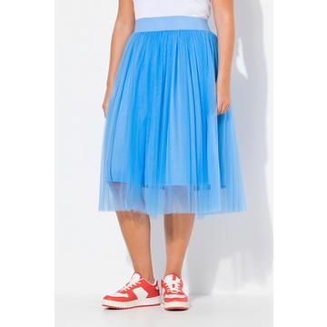 Jupe midi en tulle doublée, ceinture élastique et coupe évasée