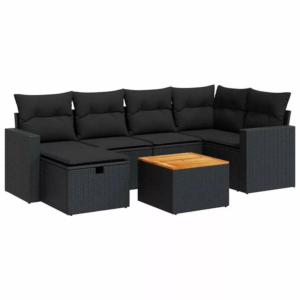 VidaXL - Gartensofa set poly-rattan, One Size, Schwarz
