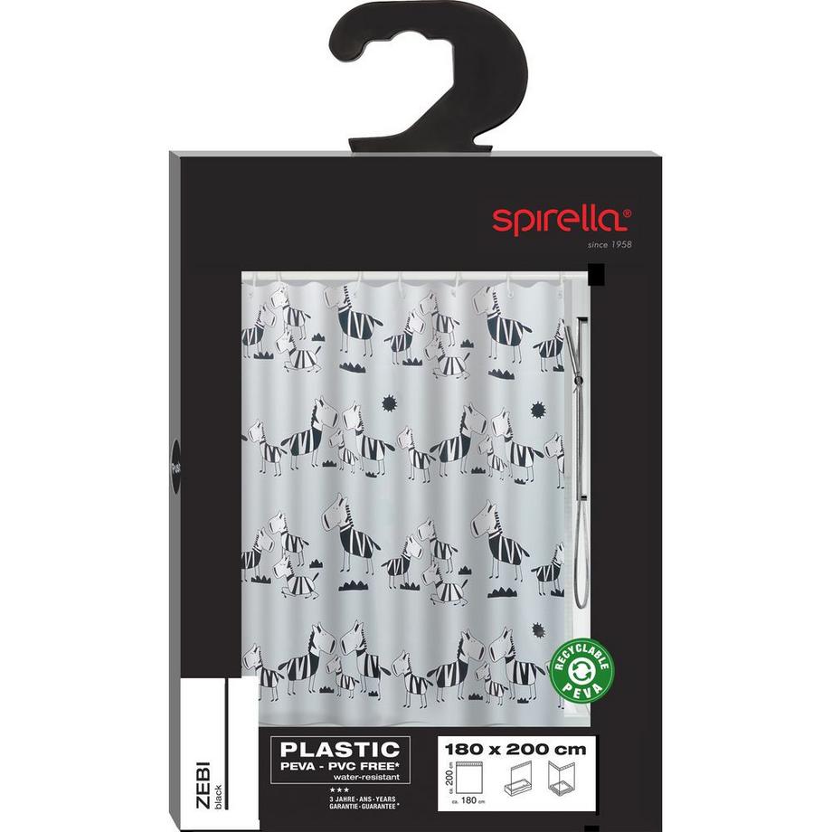 spirella Duschvorhang Polyester ZEBI NOIR  