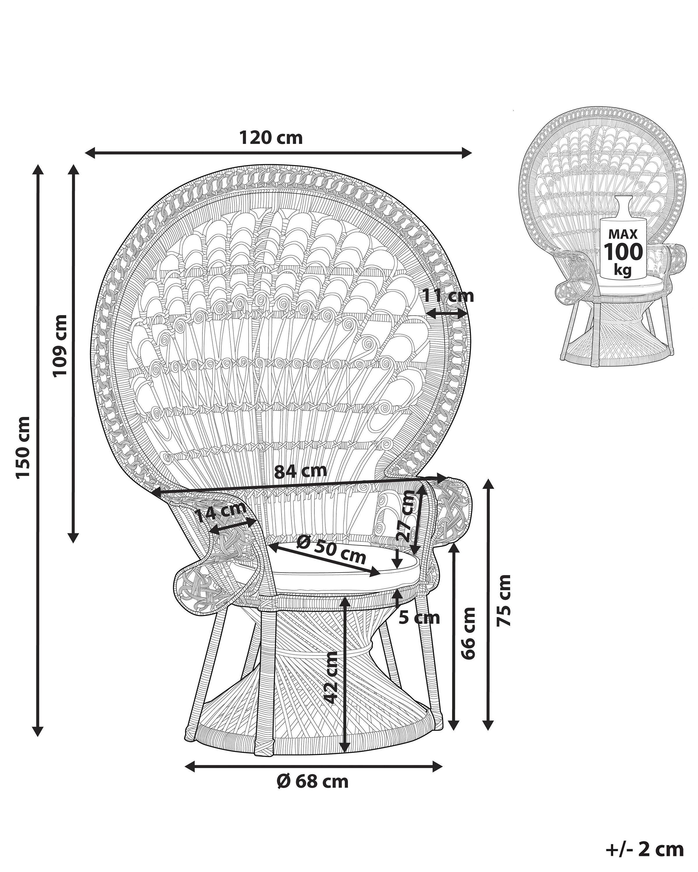 Beliani Pfauenstuhl aus Rattan Boho EMMANUELLE  