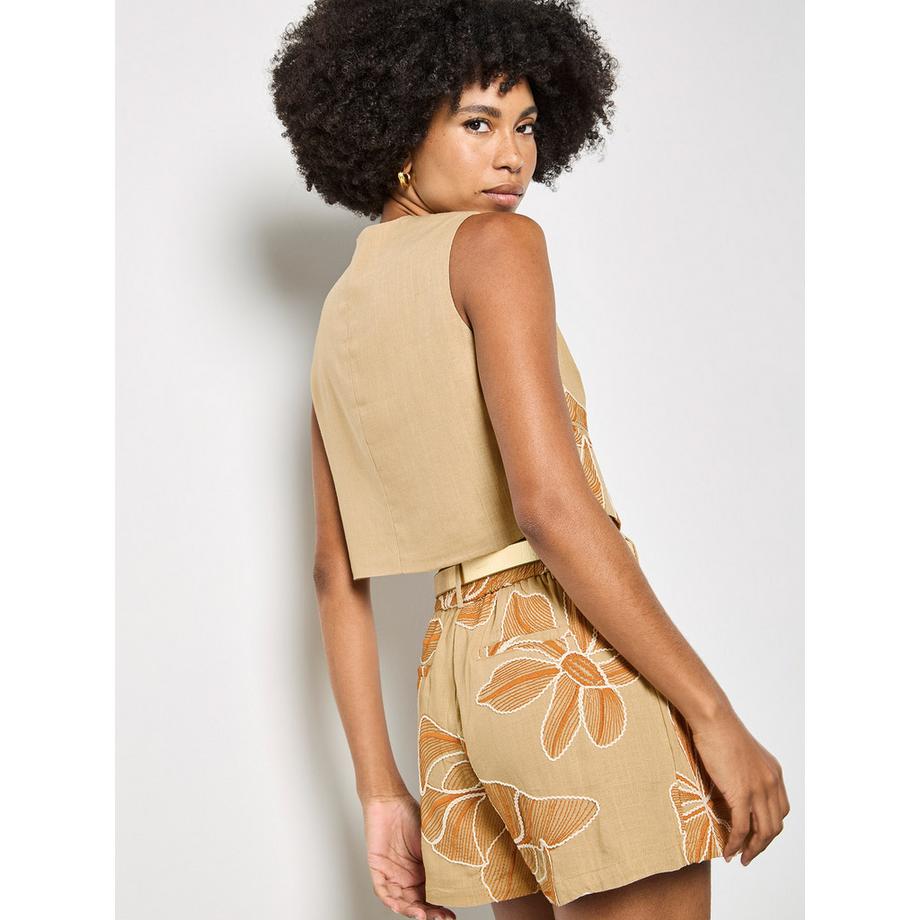 APRICOT Gilet à fleurs brodées  