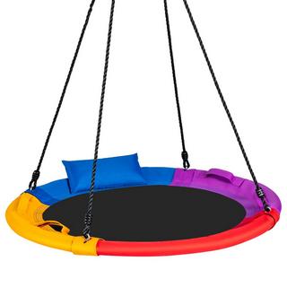 Northix Ø100 cm Schaukel mit 100 - 180 cm verstellbarem Seil Untertassen-Baumschaukel Bunt  