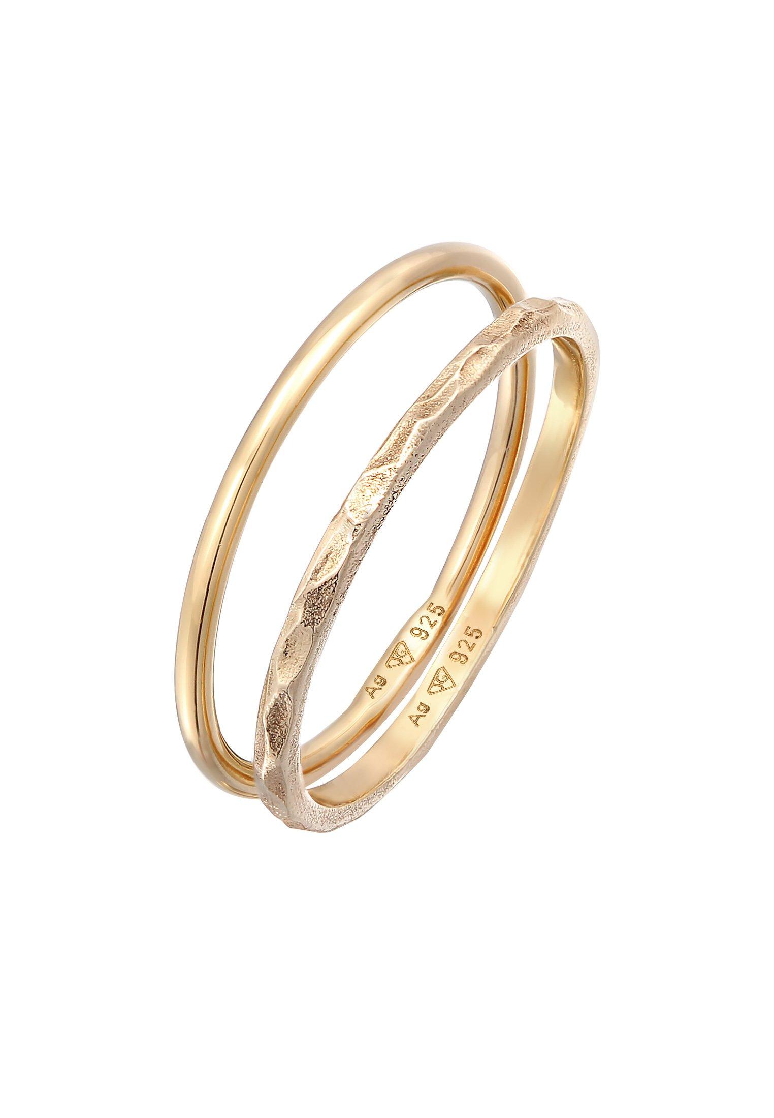 Image of Ring Stapelringe Stacking Bandring 2er Set 925 Silber Damen Gold 52mm