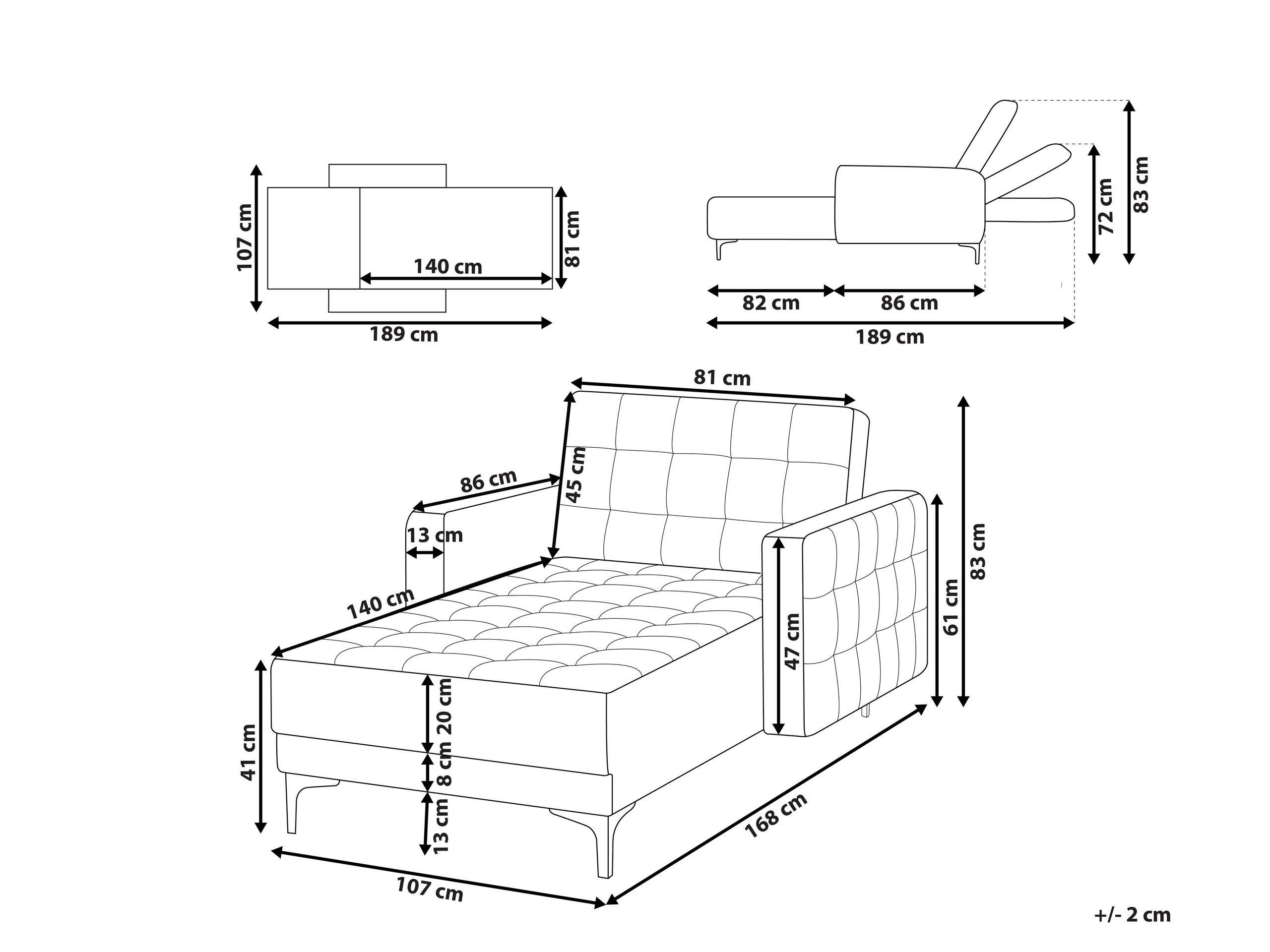 Beliani Chaise longue en Pelle sintetica Retrò ABERDEEN  