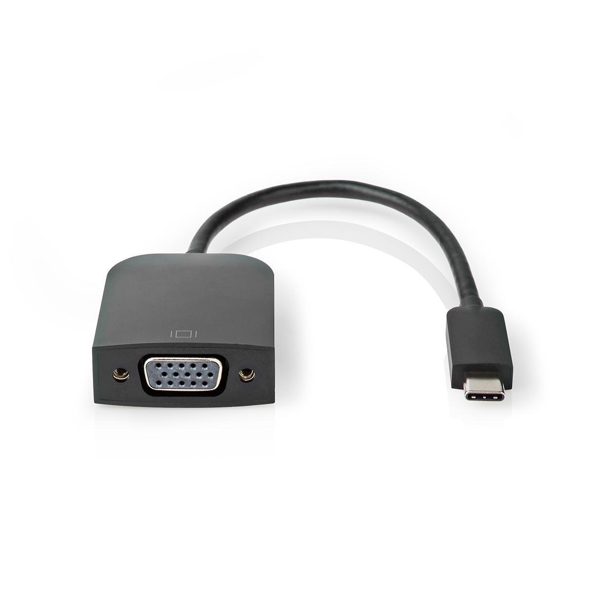 Nedis  Adattatore USB-C™ | USB 3.2 Gen 1 | USB-C™ Maschio | VGA Femmina 15p | 1920x1200 | 5 Gbps | 0,20 m | Rotondo | Nichelato | PVC | Nero | Sacchetto di plastica 