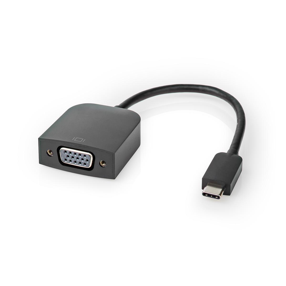 Nedis  Adattatore USB-C™ | USB 3.2 Gen 1 | USB-C™ Maschio | VGA Femmina 15p | 1920x1200 | 5 Gbps | 0,20 m | Rotondo | Nichelato | PVC | Nero | Sacchetto di plastica 