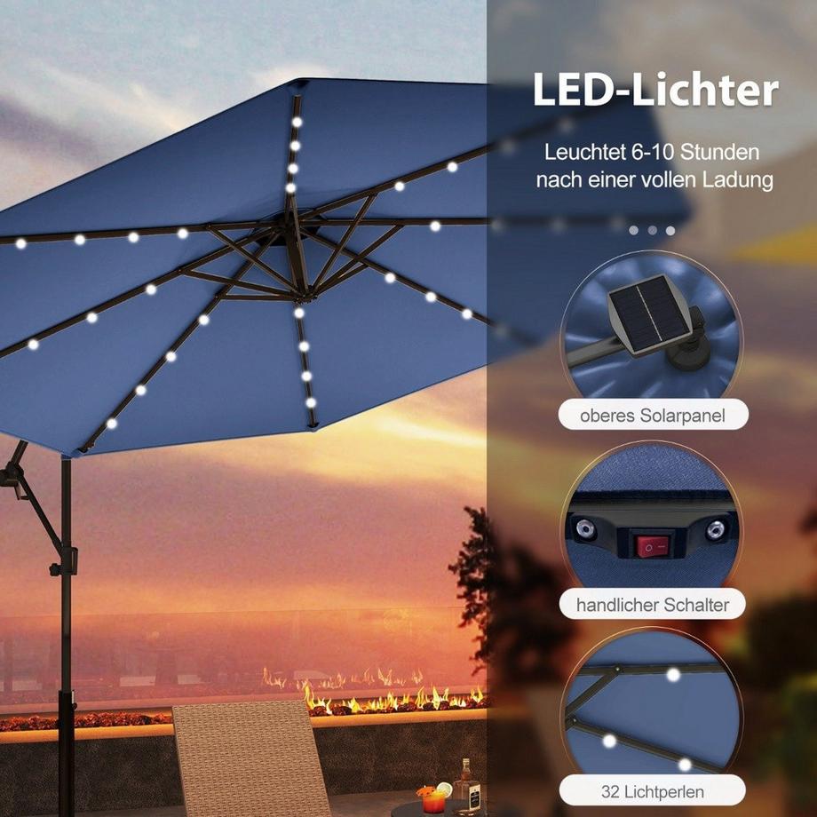 Northix Solar-LED-Terrassenschirm  