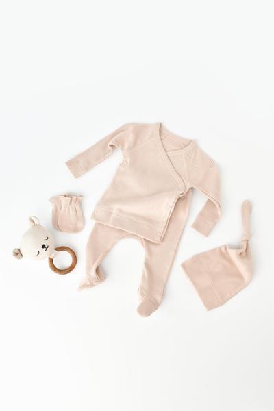 Image of 4 Stk Set, Hose, T-shirt, Mütze, Fausthandschuhe Unisex Nude 68