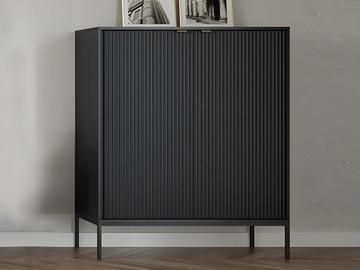 Vente-unique Credenza alta con 2 ante Nero LIOUBA  