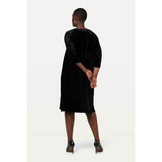 Ulla Popken  Robe midi en satin, décolleté en V et manches 3/4, silhouette en A 